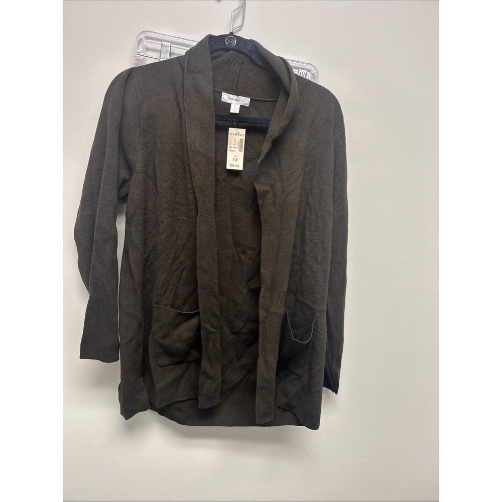 NWT dressbarn Brown Open-Front Knit Cardigan